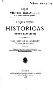Tapa de Disquisiciones históricas: Reyes católicos