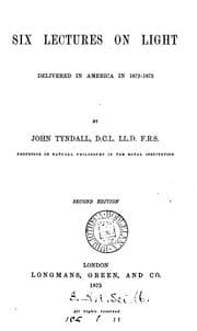Tapa de Six Lectures on Light: Delivered in America in 1872-1873