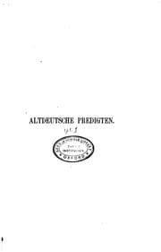 Tapa de Altdeutsche Predigten: Texte