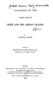 Tapa de Catalogue of the Greek Coins of Crete and the Aegean Islands