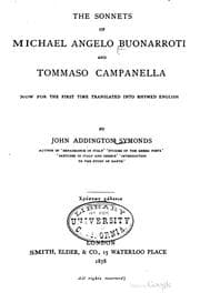 Tapa de The Sonnets of Michael Angelo Buonarroti and Tommaso Campanella