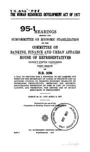 Tapa de Human Resources Development Act of 1977: Hearing Before the Subcommittee on ...