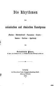 Tapa de Die Rhythmen der asianischen und römischen Kunstprosa: (paulus, Hebräerbrief, Pausanius, Cicero ..