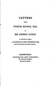 Tapa de Letters from Joseph Ritson, Esq., to Mr. George Paton