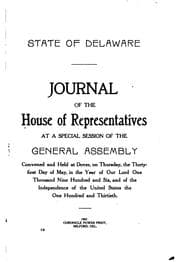 Tapa de Journal of the House of Representatives of the State of Delaware, at a ...