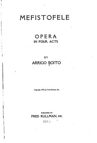 Tapa de Mefistofele: Opera in Four Acts