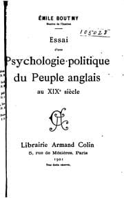 Tapa de Essai d'une psychologie politique du peuple anglais au XIXe siècle