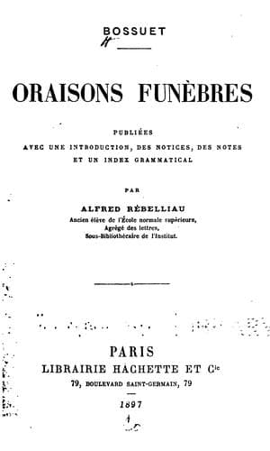 Tapa de ... Oraisons funèbres