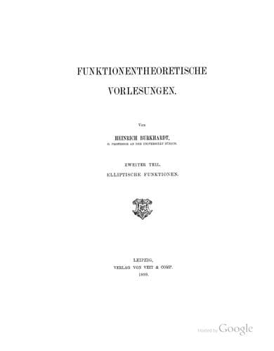 Tapa de Funktionentheoretische Vorlesungen