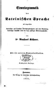 Tapa de Elementargrammatik der lateinischen sprache. 16. Aufl