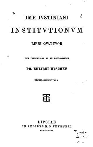 Tapa de Imp. Iustiniani Institutionum libri quattuor