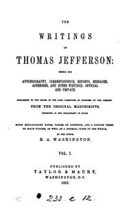 Tapa de the writings of thomas jefferson