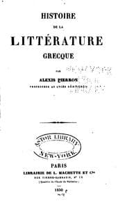 Tapa de Histoire de la littérature grecque