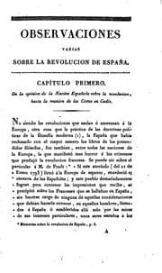 Tapa de Observaciones varias sobre la Revolución de España: La intervención de la Francia, y las ...