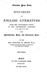 Tapa de Specimens of English Literature from the 'Ploughmans Crede' to the ..