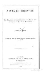Tapa de Advanced Education: The Relations of the National and State Governments to Advanced Education