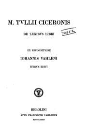Tapa de De legibus libri
