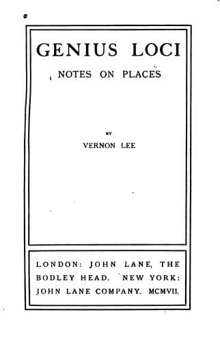 Tapa de Genius Loci: Notes on Places