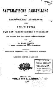Tapa de Systematische Darstellung der französischen Aussprache: Oder, Anleitung für den französischen ..