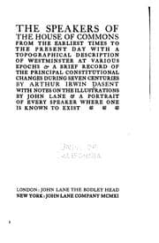 Tapa de The Speakers of the House of Commons from the Ealiest Times to the Present ...