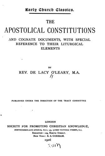 Tapa de The Apostolical Constitutions and Cognate Documents