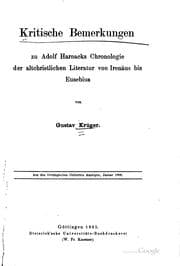 Tapa de Kritische Bemerkungen zu Adolf Harnacks Chronologie der altchristlichen ..