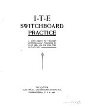 Tapa de I-T-E Switchboard Practice: A Supplement to "Modern Switchboards,"