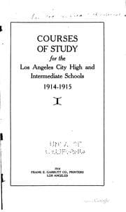 Tapa de Courses of Study for the Los Angeles City High and Intermediate Schools ...