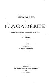 Tapa de Mémoires de l'académie des sciences, lettres et arts d'Arras