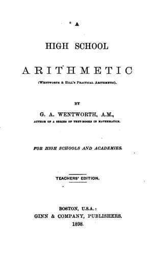Tapa de A high school arithmetic