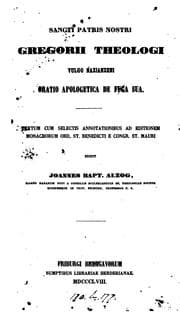 Tapa de Sancti patris nostri Gregorii theologi ... oratio apologetica de fuga sua, textum cum ..
