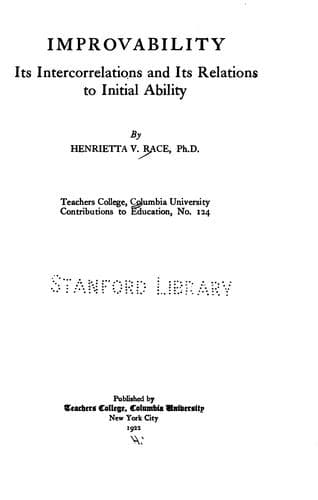 Tapa de Improvability; Its Intercorrelations and Its Relations to Initial Ability