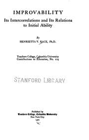 Tapa de Improvability; Its Intercorrelations and Its Relations to Initial Ability