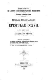 Tapa de Theodori Ducae Lascaris Epistulae CCXVII: Nunc primum edidit Nicolaus Festa