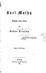 Tapa de Karl Mathy. Geschichte seines Lebens