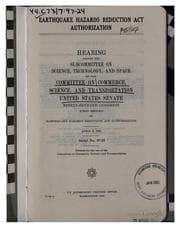 Tapa de Earthquake Hazards Reduction Act Authorization: Hearing Before the ...
