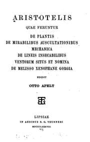 Tapa de Aristotelis quae feruntur De plantis: De mirabilibus auscultationibus, Mechanica, De lineis ..