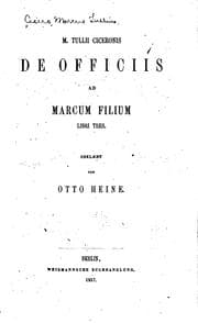 Tapa de M. Tullii Ciceronis De officiis ad Marcum filium libri tres