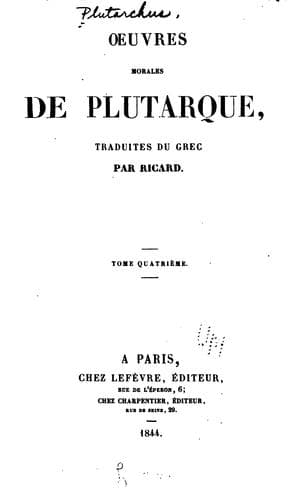 Tapa de Oeuvres morales de Plutarque