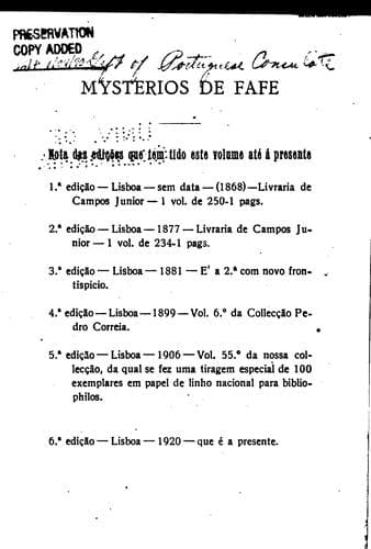 Tapa de Mistérios de Fafe