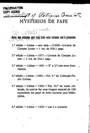 Tapa de Mistérios de Fafe