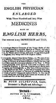 Tapa de The English Physician Enlarged: With Three Hundred and Sixty-nine Medicines ..