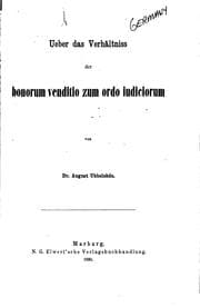 Tapa de Ueber das verhältniss der Bonorum venditio zum Ordo Iudiciorum