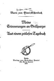 Tapa de Meine Erinnerungen an Grillparzer; aus einem zeitlosen Tagebuch