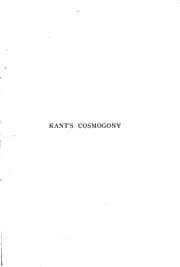Tapa de Kant's Cosmogony as in His Essay on the Retardation of the Rotation of the ...