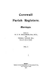 Tapa de Cornwall parish registers