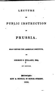 Tapa de Lecture on Public Instruction in Prussia