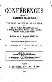 Tapa de Conférences faites aux matinées classiques du Théâtre national de l'Odéon.