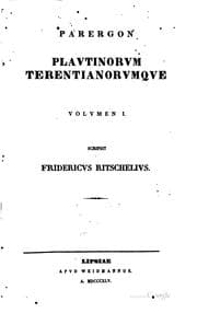 Tapa de Parerga zu Plautus und Terenz =: Parergon Plautinorum Terentianorumque