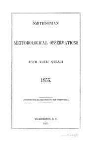 Tapa de Smithsonian Meteorological Observations for the Year 1855
